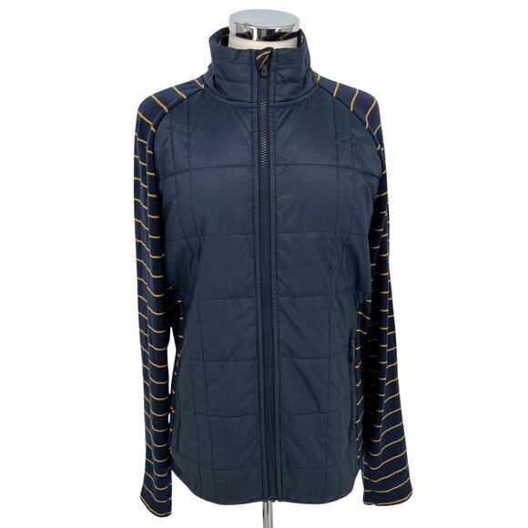 Smartwool Propulsion 60 Jacket Striped Navy Yellow Insulated Wool Size Medium - Picture 1 of 11